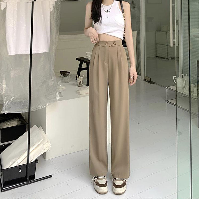 Women'S High Waist Slimming Suit Wide Leg Pants