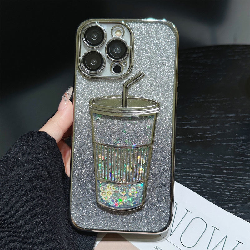 Glitter Three-Dimensional Quicksand Cup Mobile Phone Case