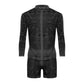 Hollow Long Sleeve Shirt Casual Shorts Fashion Men's Suit