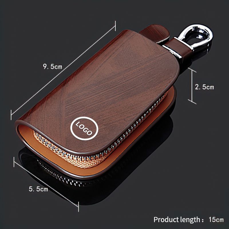 Leather Wood Grain Car Key Holder