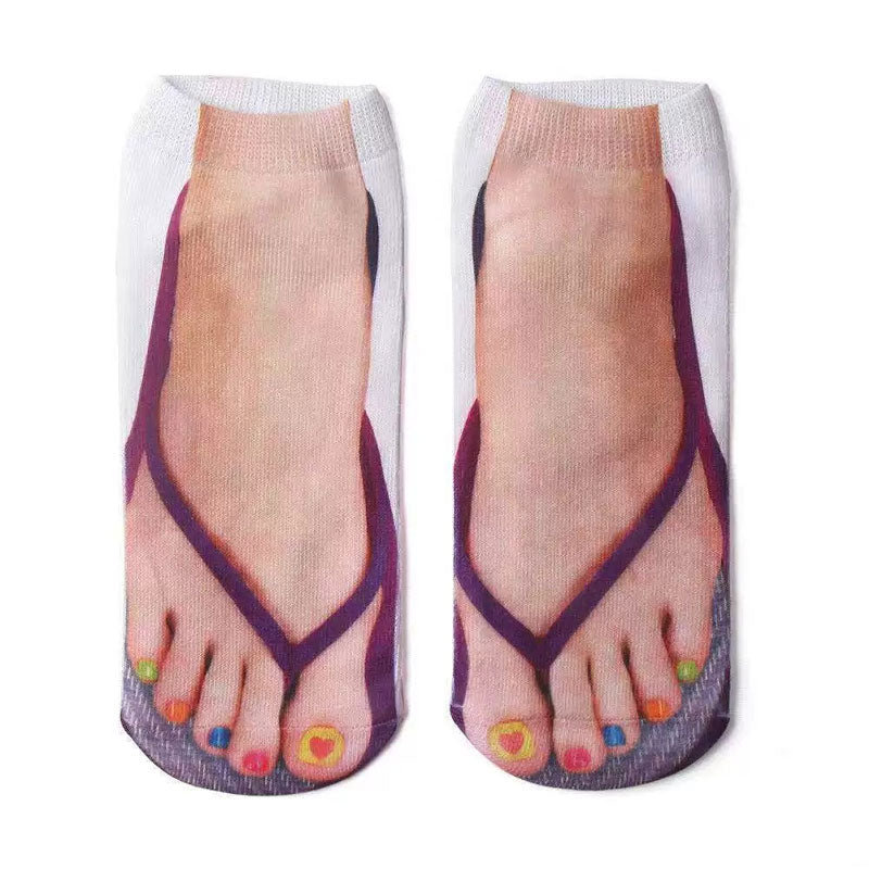 3D Graphic Fun Flip Flop Socks