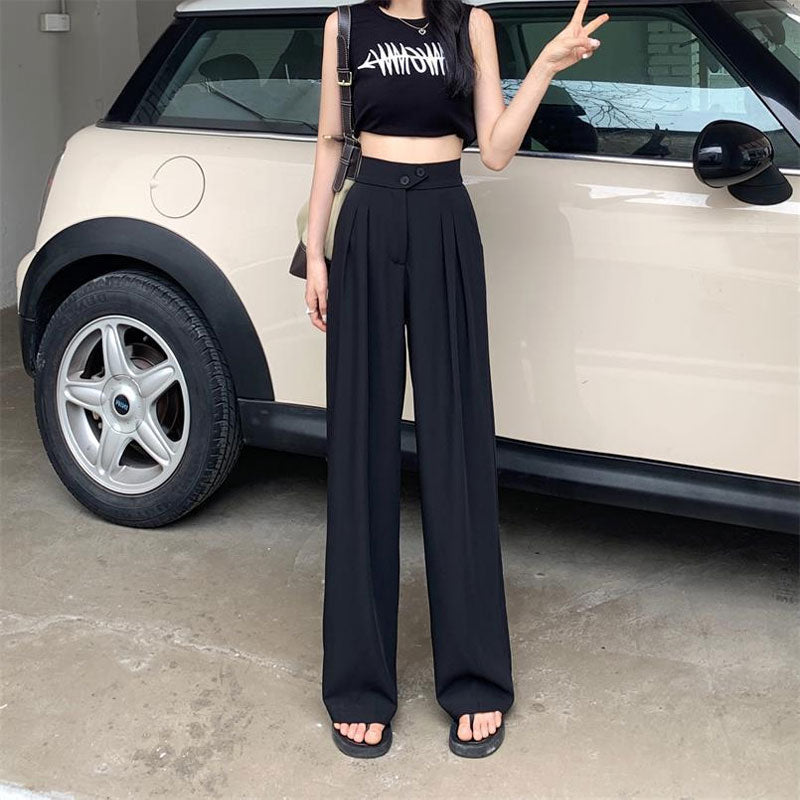 Women'S High Waist Slimming Suit Wide Leg Pants