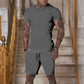 Men'S Solid Color Shorts Short Sleeve Suit