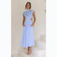 2023 Summer Models Stand Collar Macaroon Color Maxi Dresses