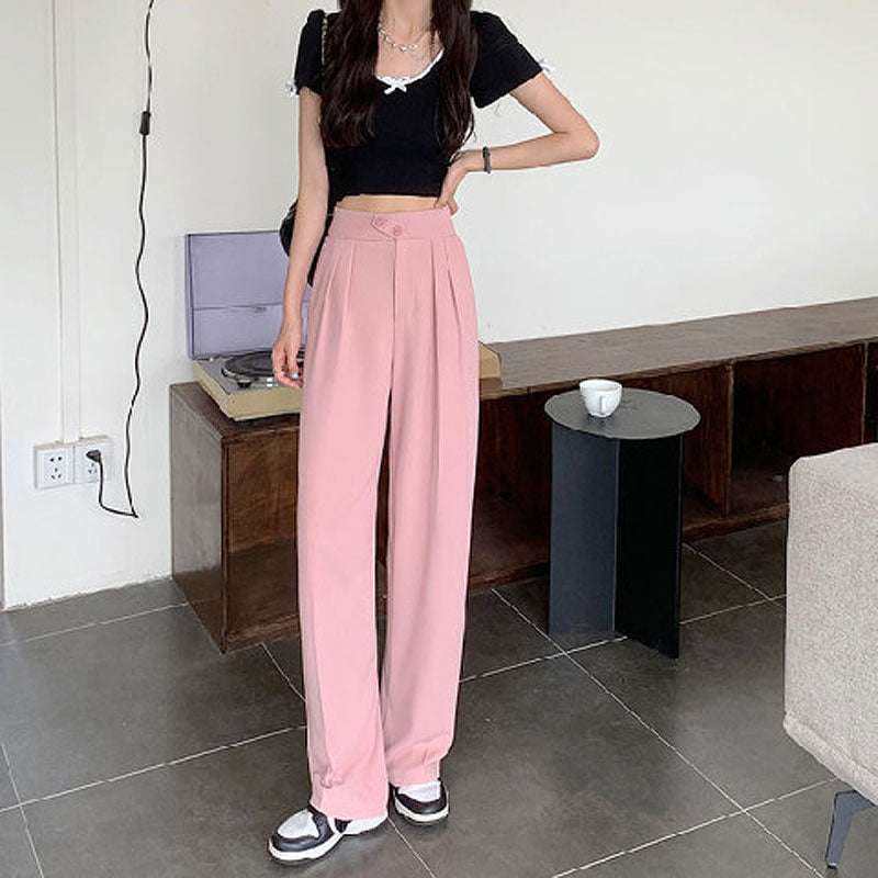 Women'S High Waist Slimming Suit Wide Leg Pants