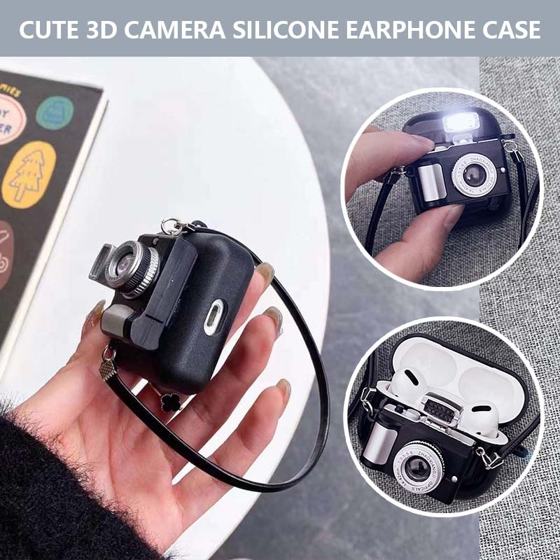 Cute 3D Camera Silicone Earphone Case