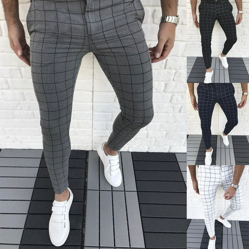 Men'S Plaid Casual Trousers