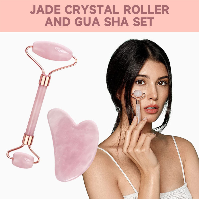 Jade Crystal Roller and Gua Sha Set - Includes Anti-Aging Facial Roller and Gua Sha Facial Tool