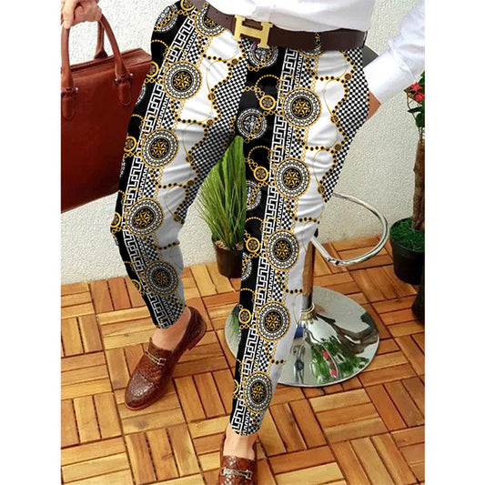 Printed Men'S Slim-Fit Trousers