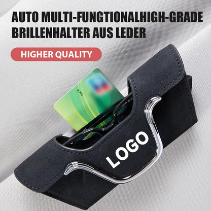 Multifunktionaler Auto-Brillenhalter aus hochwertigem Leder/Multifunctional car glasses holder made of high-quality leather