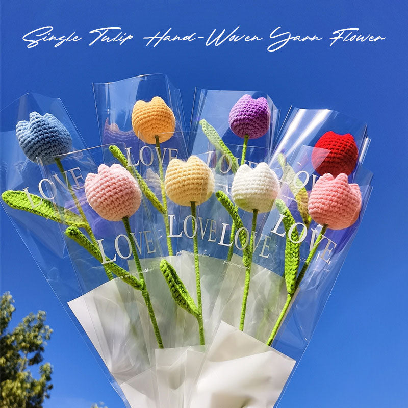 Single Tulip Hand-Woven Yarn Flower