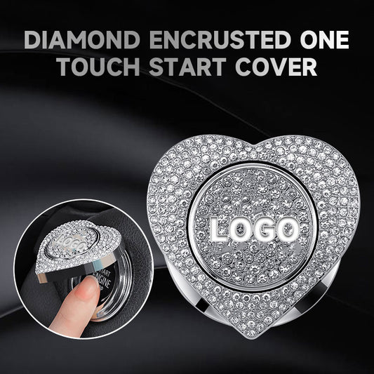 Heart Rhinestone Press Start Button Ignition Protective Cover