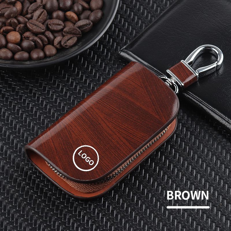 Leather Wood Grain Car Key Holder