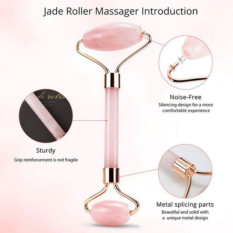 Jade Crystal Roller and Gua Sha Set - Includes Anti-Aging Facial Roller and Gua Sha Facial Tool