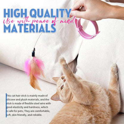 Table Leg Collar Feather Silicone Cat Teaser Stick