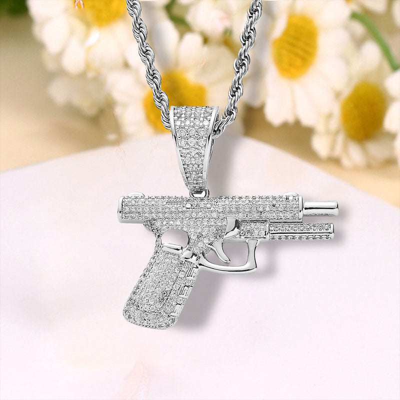 Creative Diamond Hip Hop Small Pistol Necklace