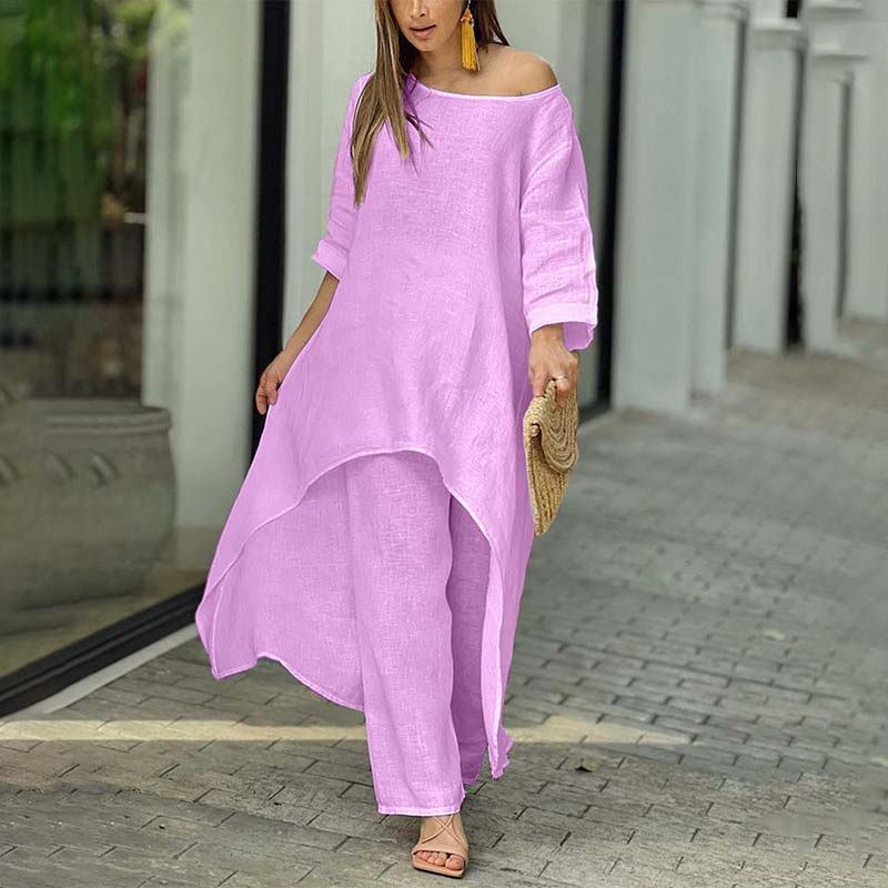 Long Sleeve Wide Leg Pants Two Piece Set