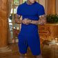 Men'S Solid Color Shorts Short Sleeve Suit