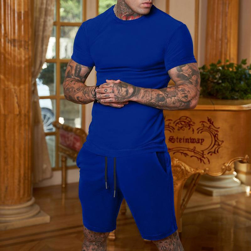 Men'S Solid Color Shorts Short Sleeve Suit