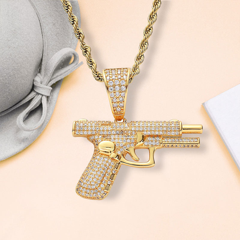 Creative Diamond Hip Hop Small Pistol Necklace