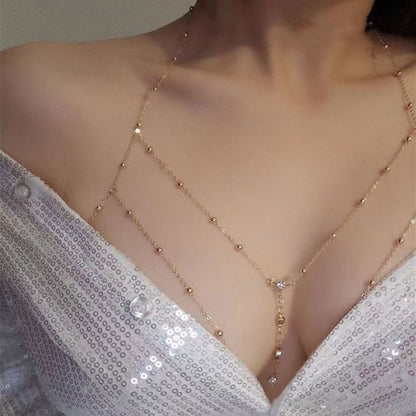 Diamond Pendant Tassel Necklace Chest Chain