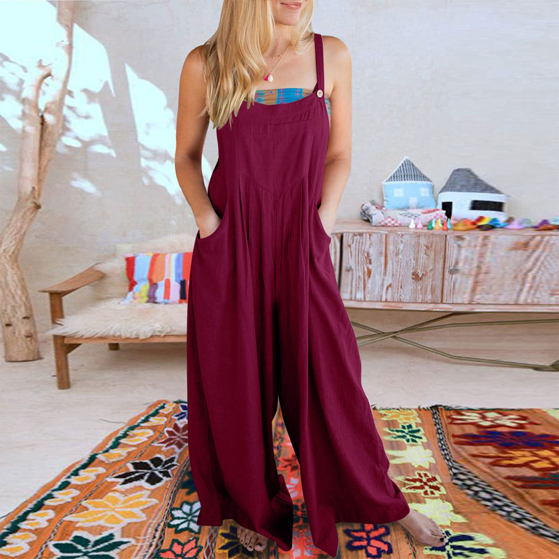 Loose Casual One-Piece Wide-Leg Overalls