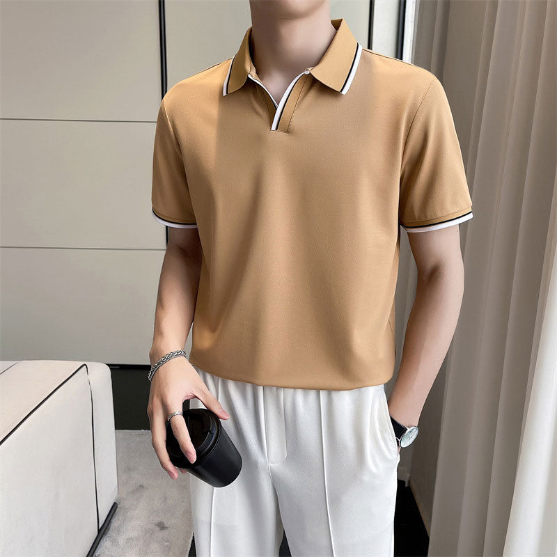 Mulberry Silk Men's V-Neck Polo Short Sleeve