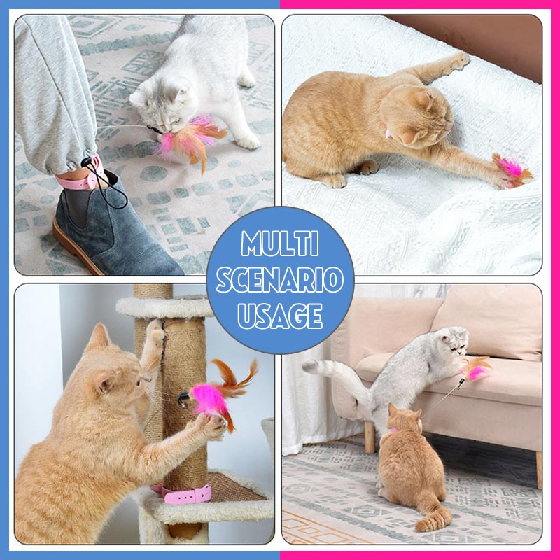 Table Leg Collar Feather Silicone Cat Teaser Stick