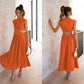 2023 Summer Models Stand Collar Macaroon Color Maxi Dresses