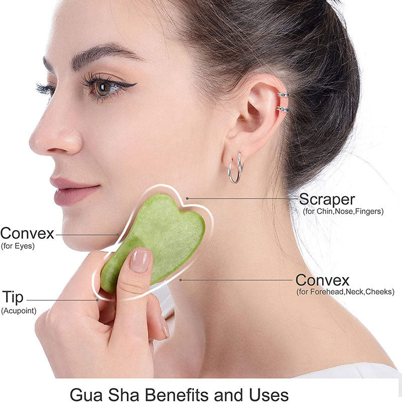 Jade Crystal Roller and Gua Sha Set - Includes Anti-Aging Facial Roller and Gua Sha Facial Tool