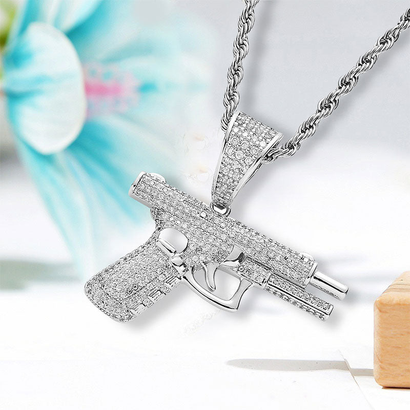 Creative Diamond Hip Hop Small Pistol Necklace