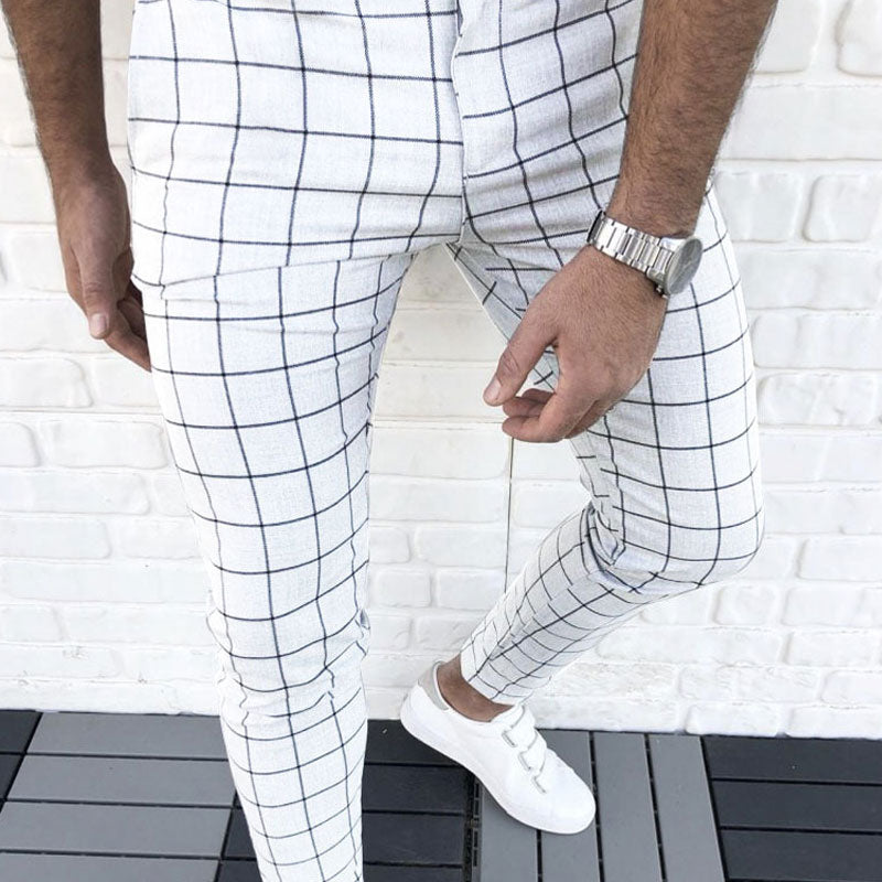 Men'S Plaid Casual Trousers