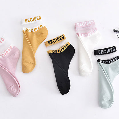 Contrasting Letter Lace Socks