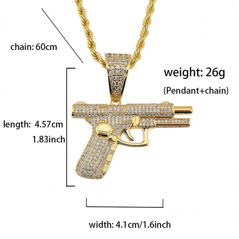 Creative Diamond Hip Hop Small Pistol Necklace