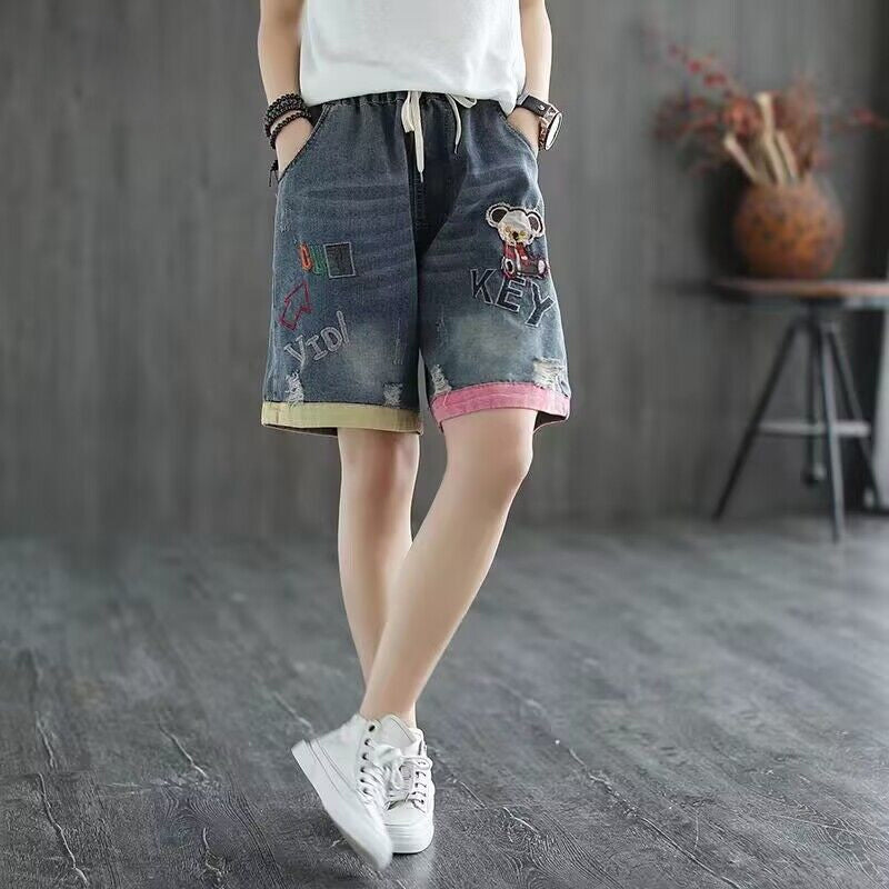 Women'S Embroidered Loose Shorts