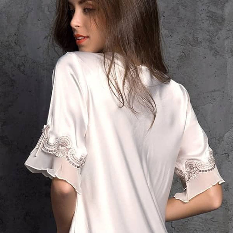 Lace Nightclothes Ice Silk Short Sleeve