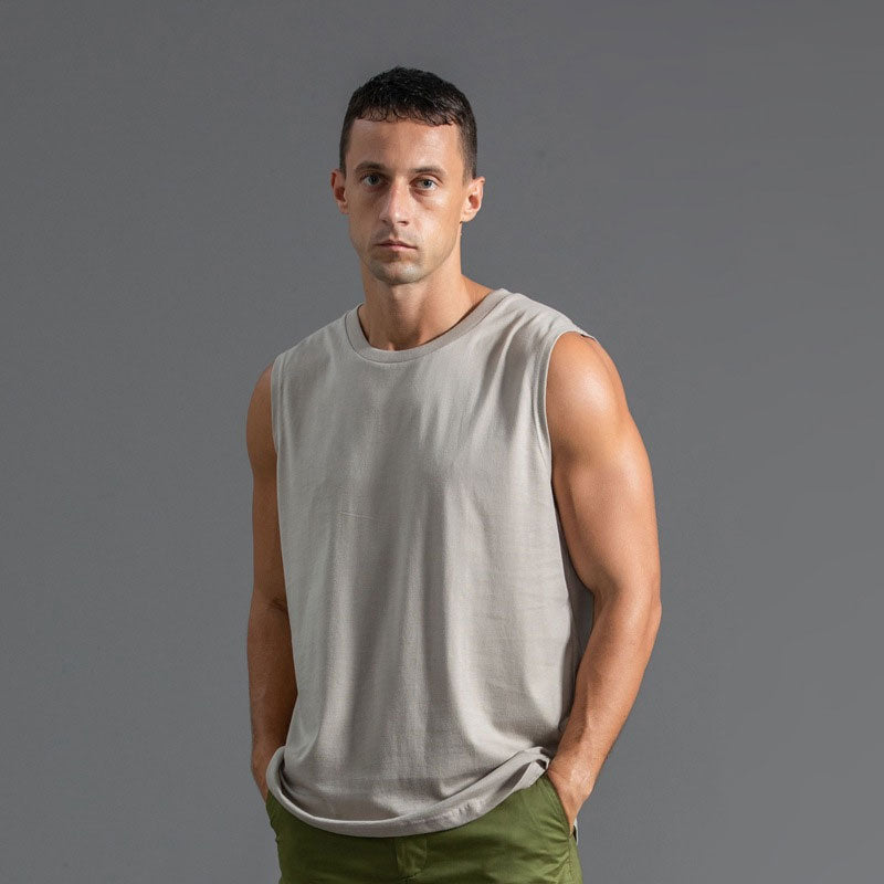 Men'S Pure Cotton Sleeveless T-Shirt