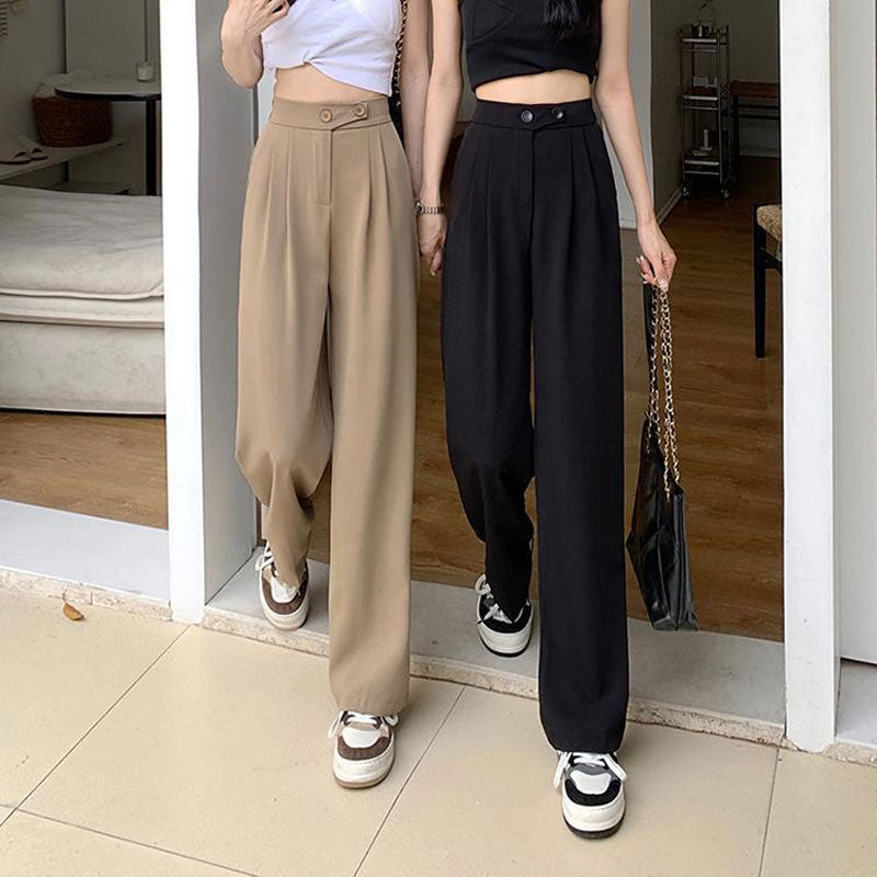 Women'S High Waist Slimming Suit Wide Leg Pants