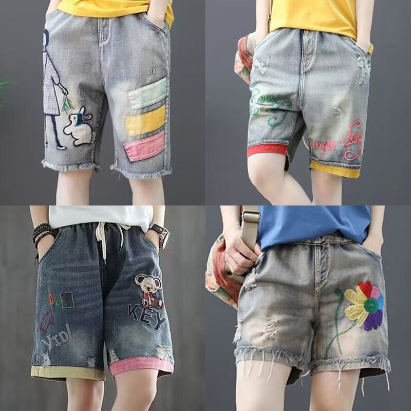 Women'S Embroidered Loose Shorts