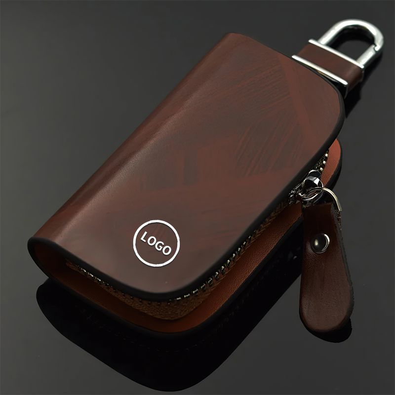 Leather Wood Grain Car Key Holder