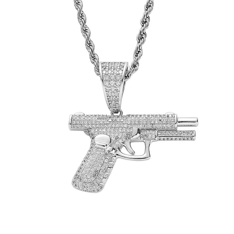 Creative Diamond Hip Hop Small Pistol Necklace