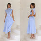 2023 Summer Models Stand Collar Macaroon Color Maxi Dresses