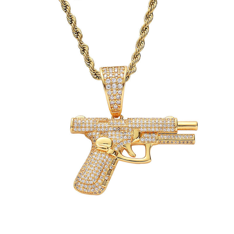 Creative Diamond Hip Hop Small Pistol Necklace