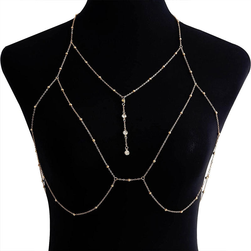 Diamond Pendant Tassel Necklace Chest Chain