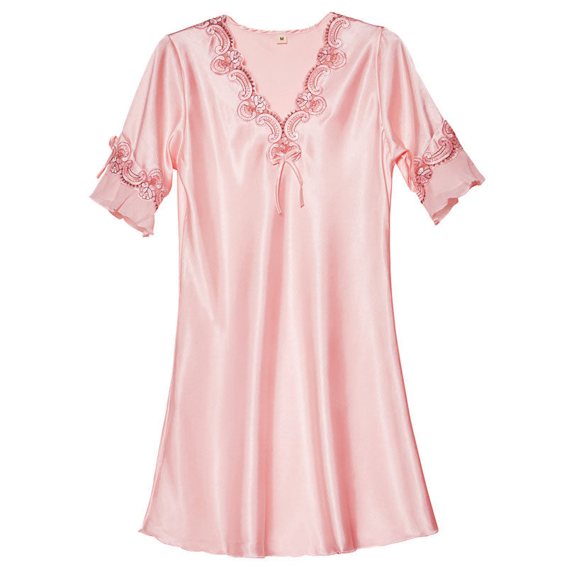 Lace Nightclothes Ice Silk Short Sleeve