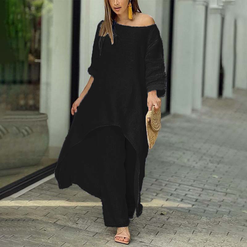 Long Sleeve Wide Leg Pants Two Piece Set