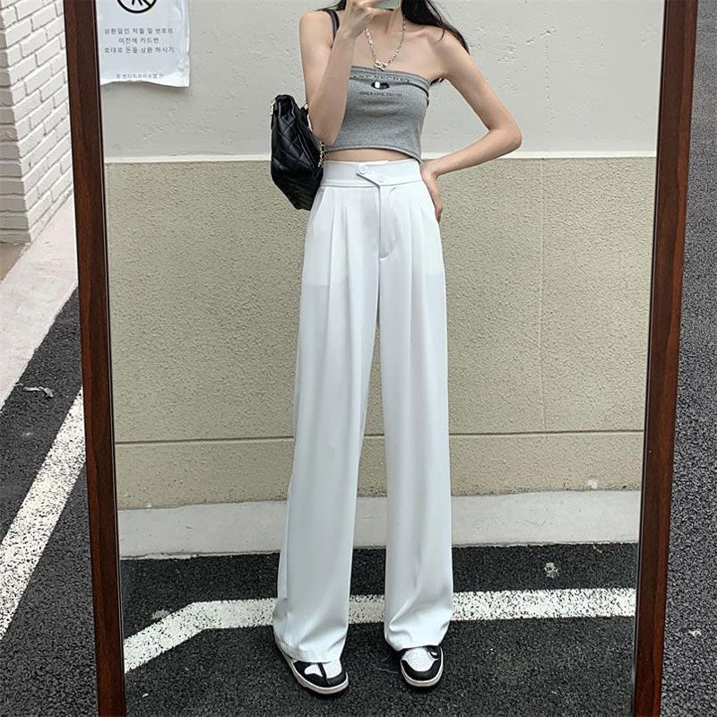 Women'S High Waist Slimming Suit Wide Leg Pants