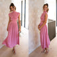 2023 Summer Models Stand Collar Macaroon Color Maxi Dresses