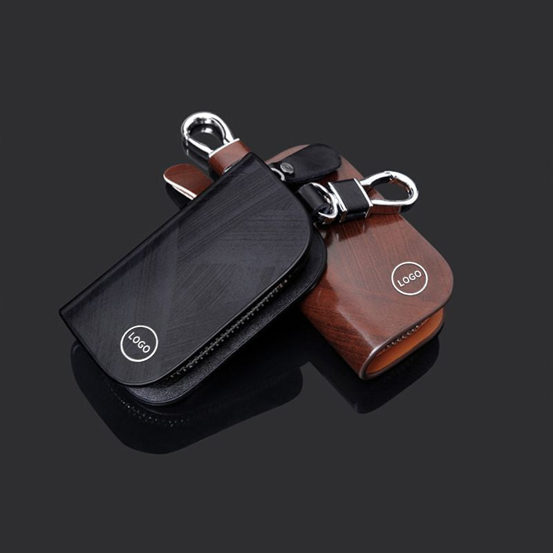 Leather Wood Grain Car Key Holder