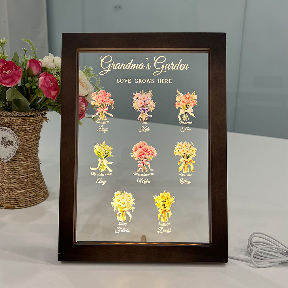 Personalized Birth Flower LED Light Photo Frame